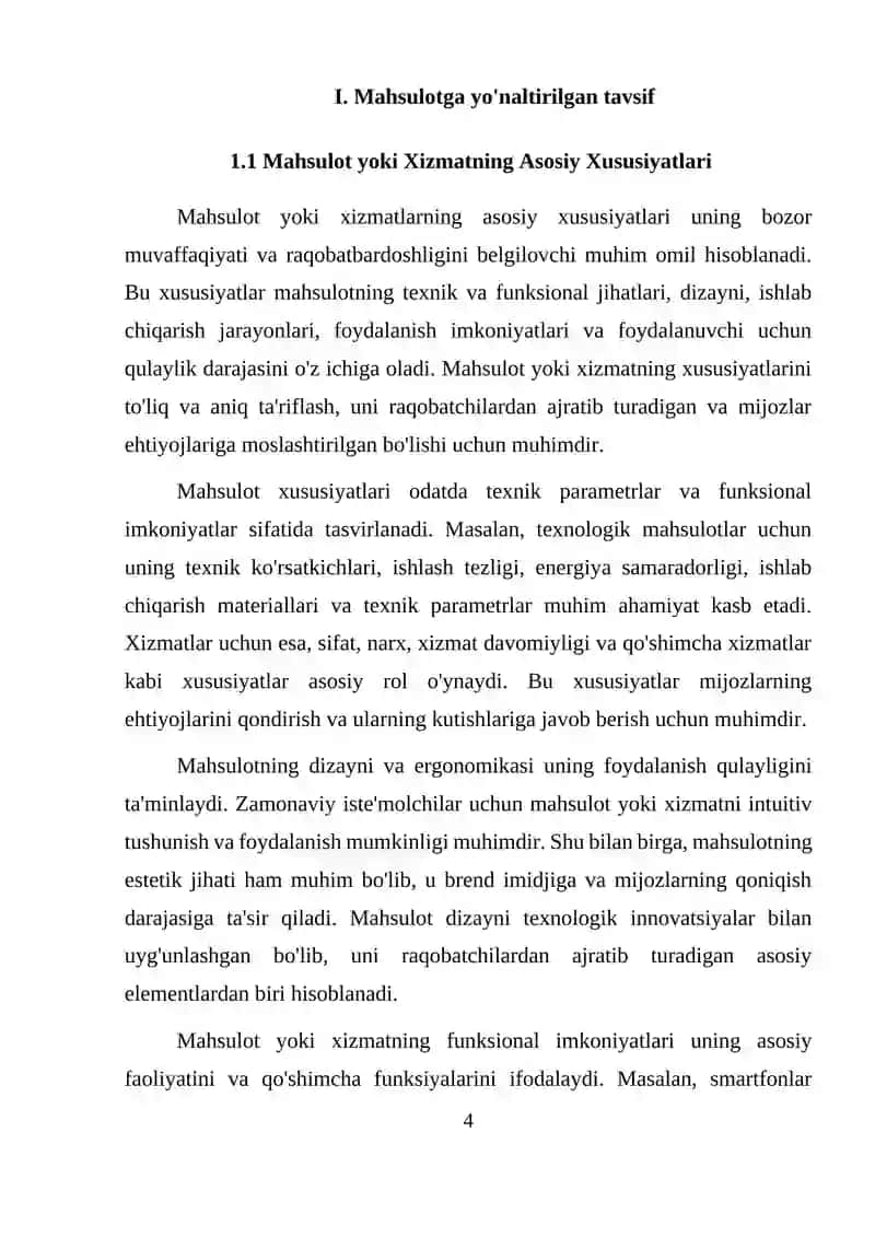 Mahsulot yoki xizmat tavsifi 4