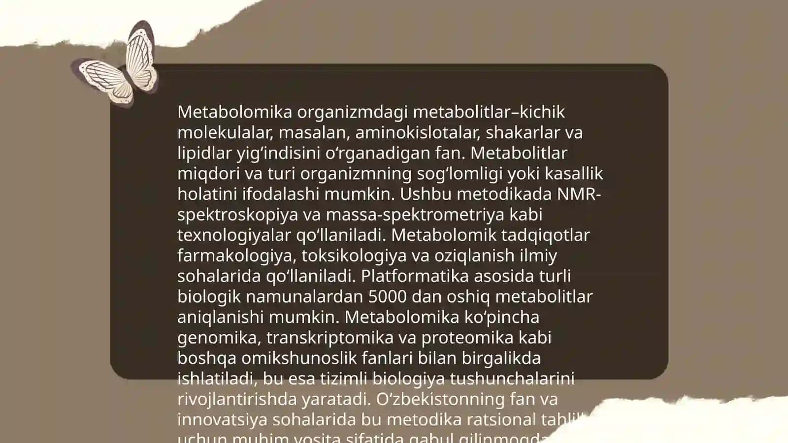 Metabolomika fanining asoslari 4