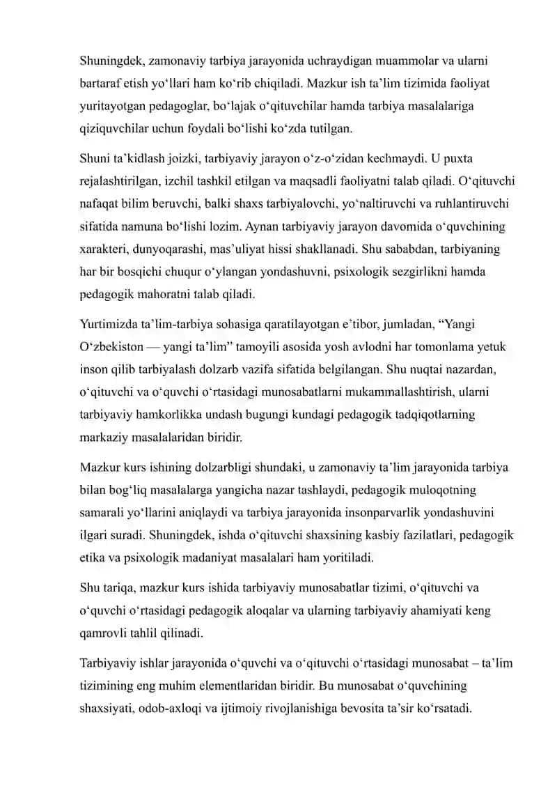 TARBIYAVIY ISHLAR JARAYONIDA O‘QUVCHI VA O‘QITUVCHI MUNOSABATI 4