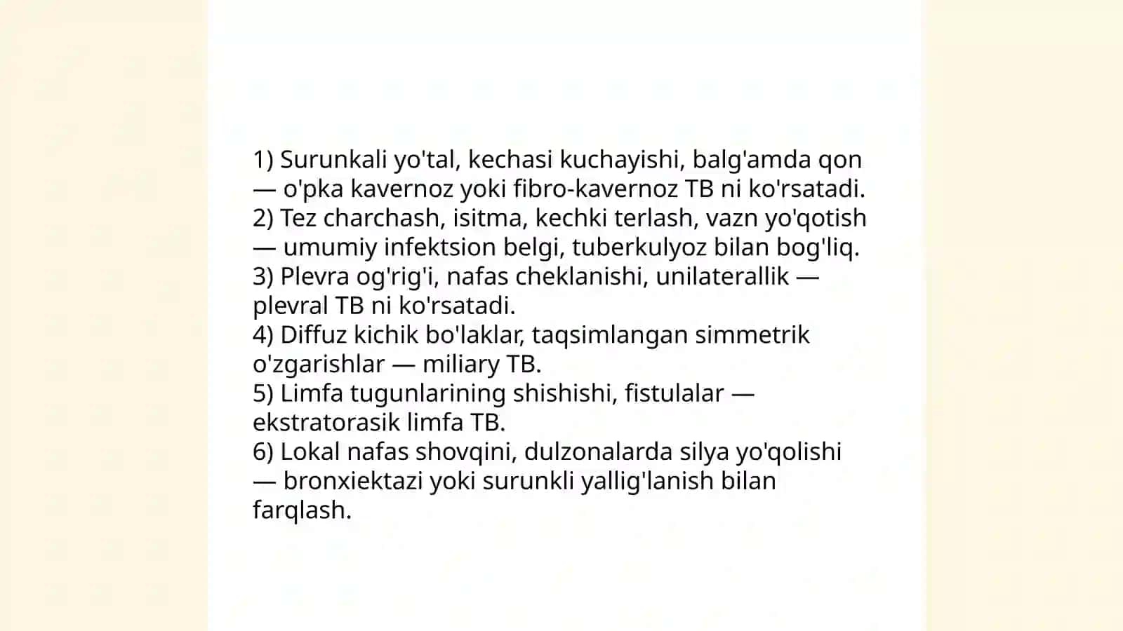 Tuberkulyoz klinik shakllari qiyosiy tashxislashning asosiy usullari 4