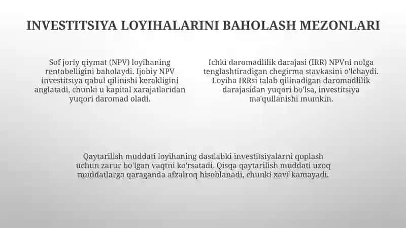 Investitsion faoliyat mohiyati 4