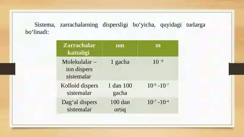 DISPERS SISTEMALAR, OLINISHI, TOZALASH USULLARI 4
