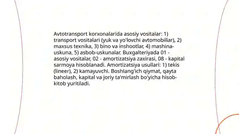 Avtotransport korxonalarida asosiy vositalar 4