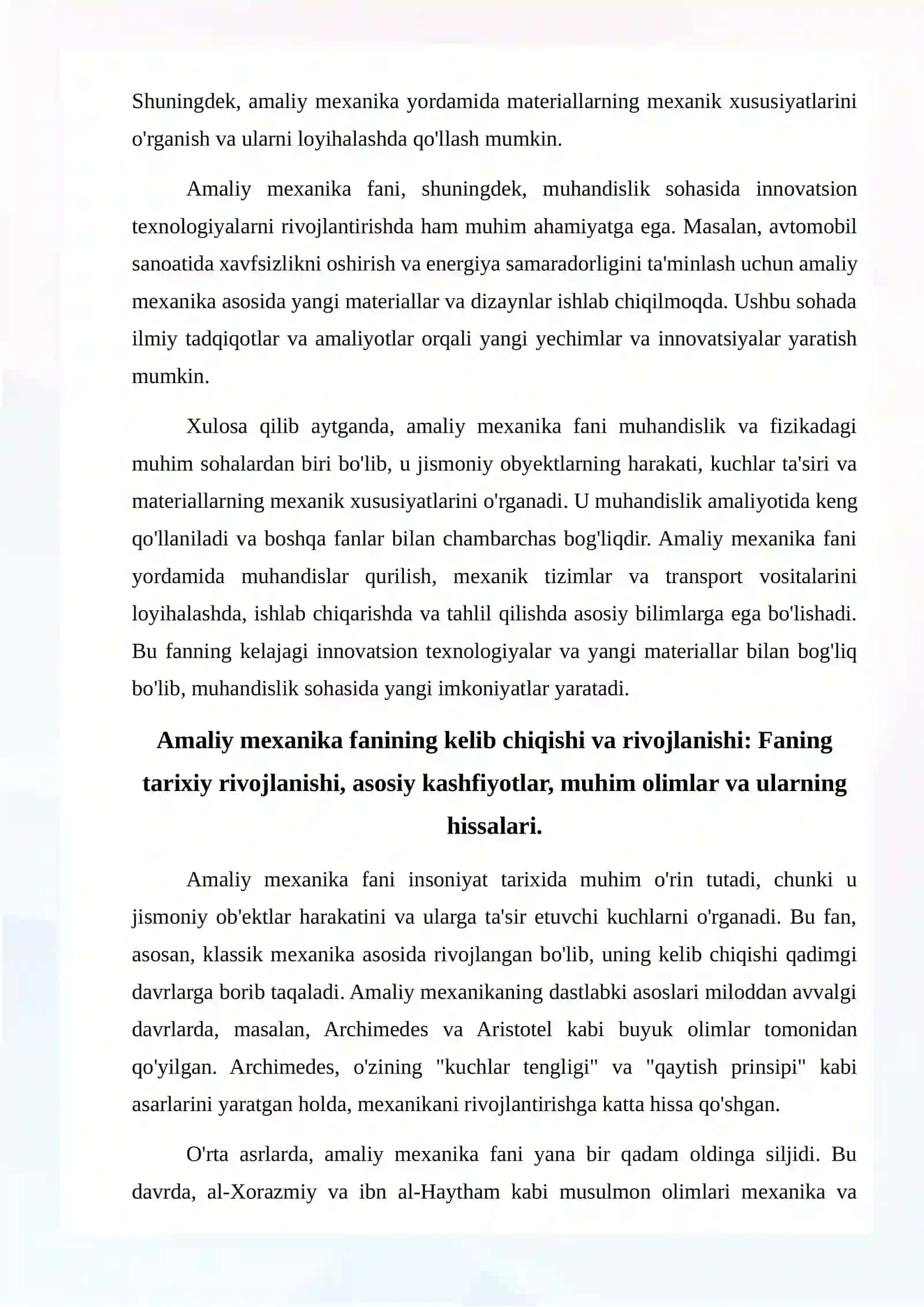 Amaliy mexanika fanining mazmuni va kelib chiqishi 4