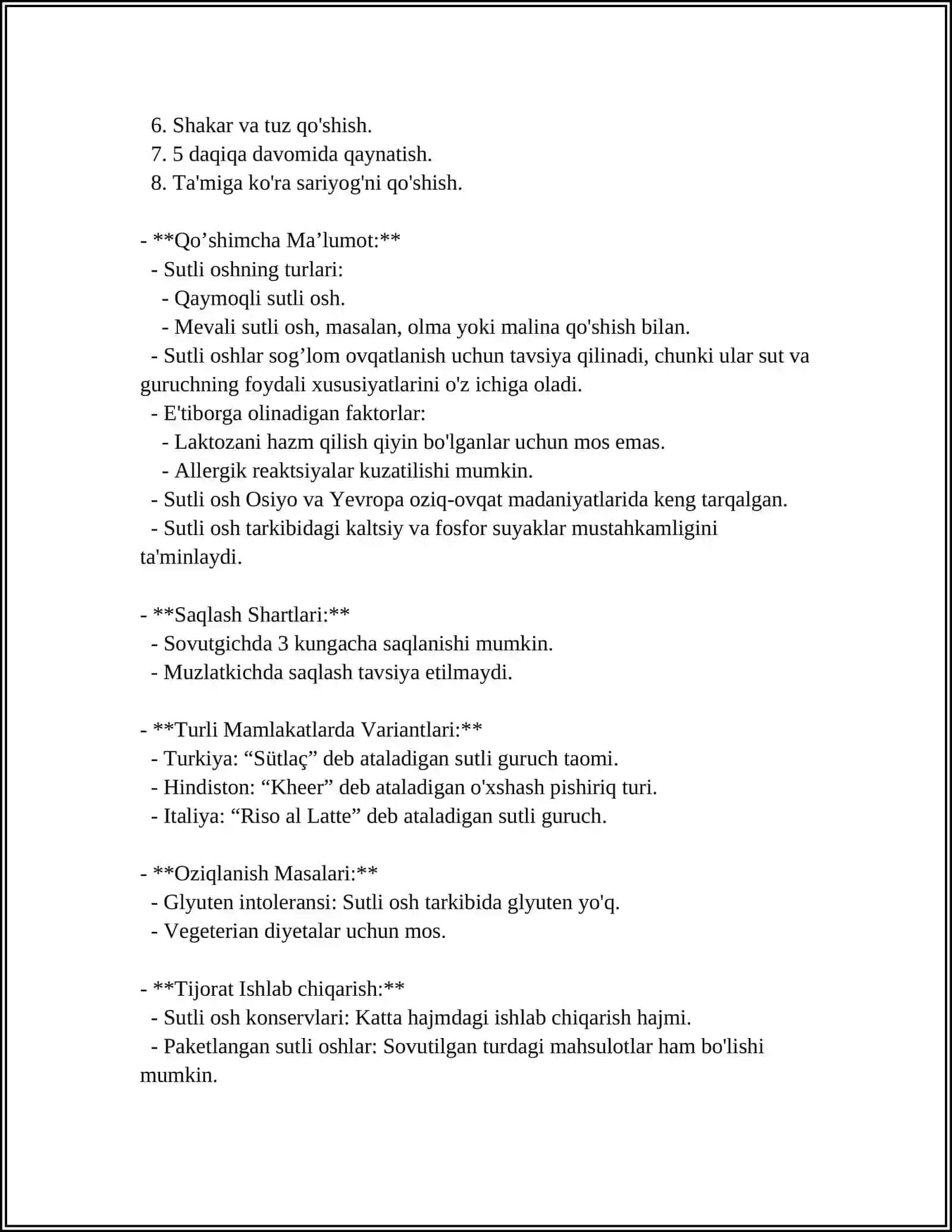Sutli Osh Tayyorlash 4