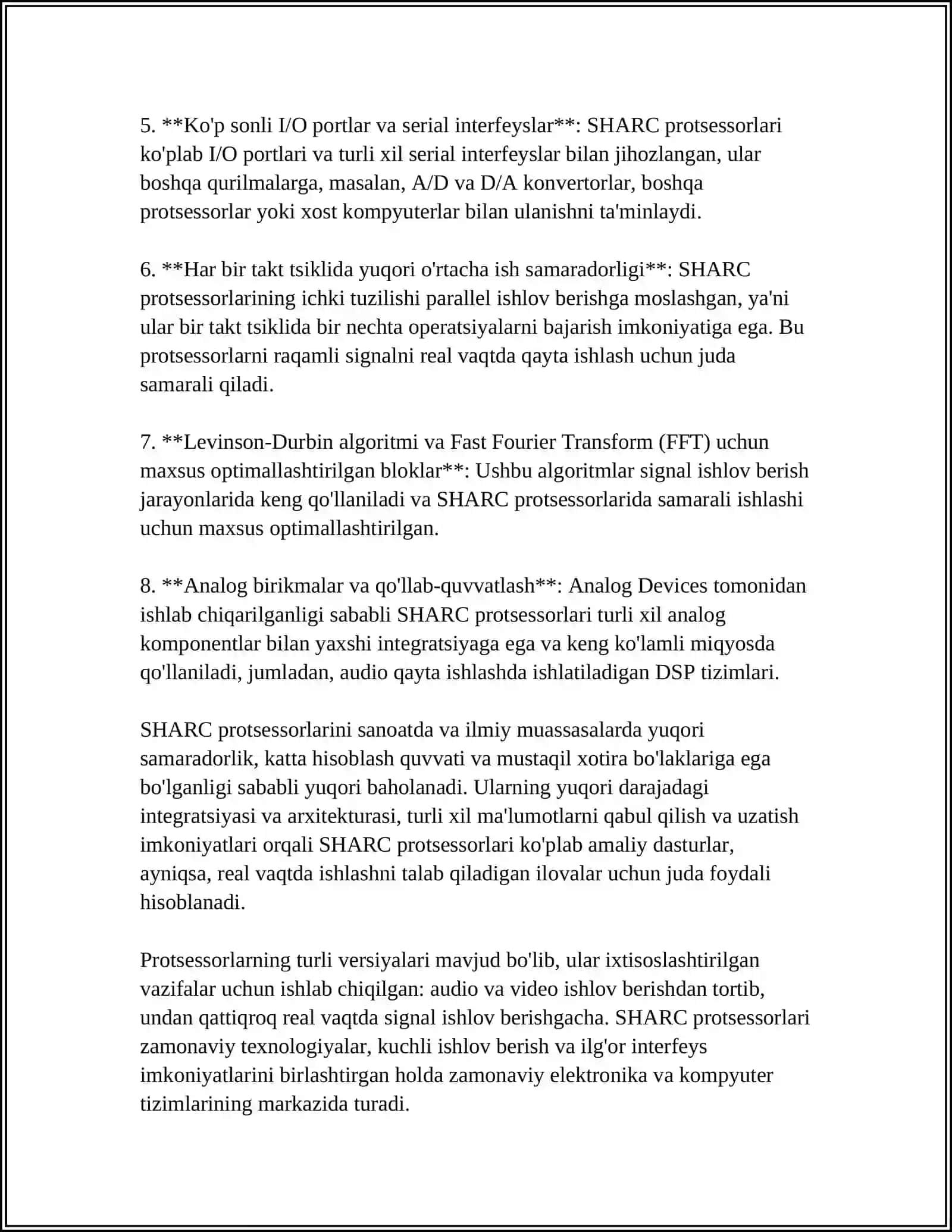 SHARC SIGNAL PROTLESSORLARI VA ISHLASH PRINSIPLARI 4