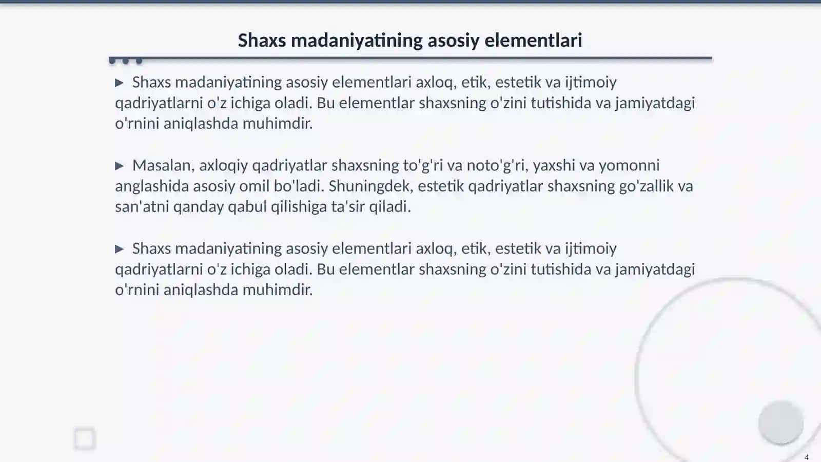 Shaxs madaniyatining asosi 4