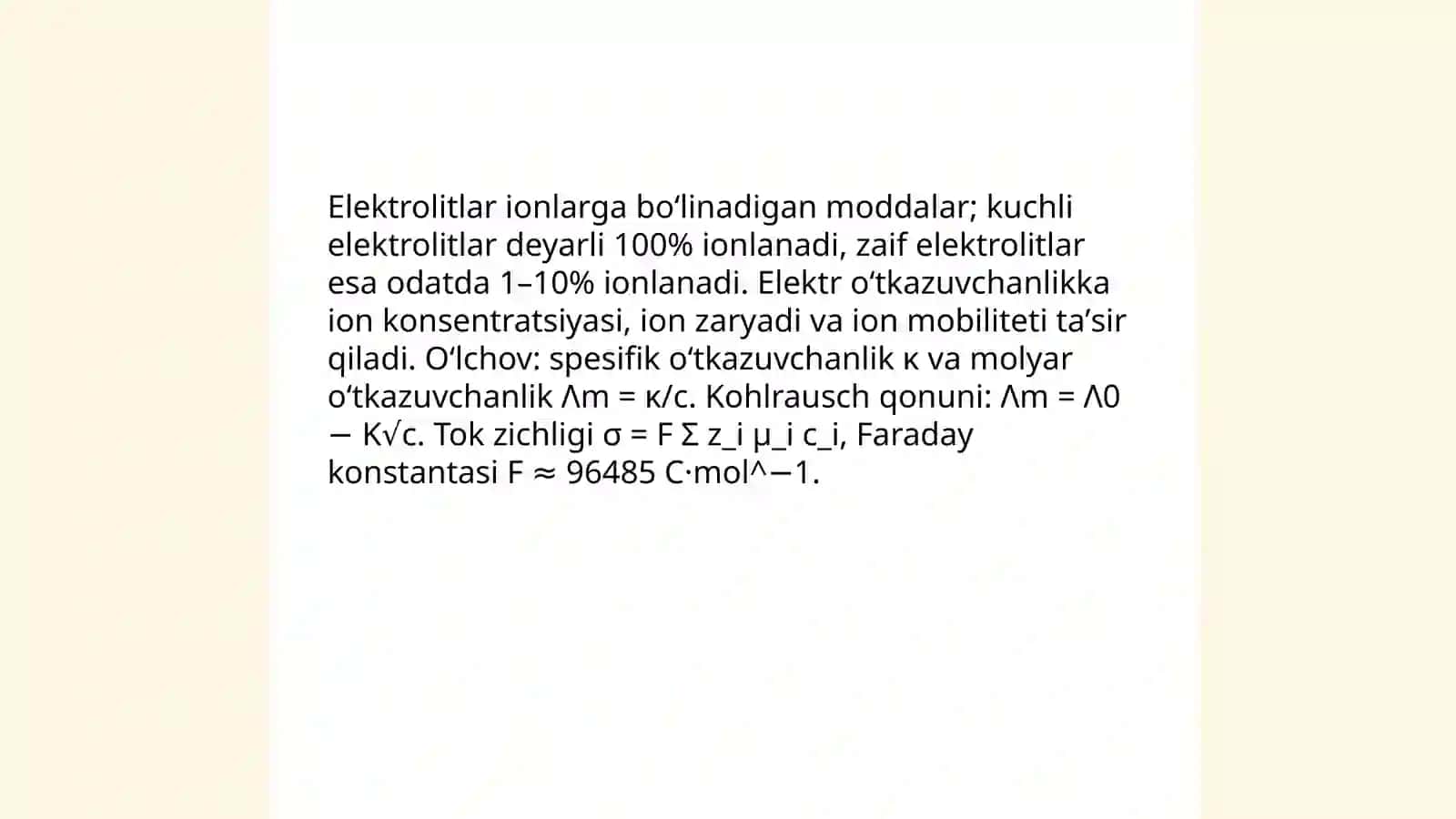 Elektrokimyo.Ertmalarining elektr o‘tkazuvchanligi 4