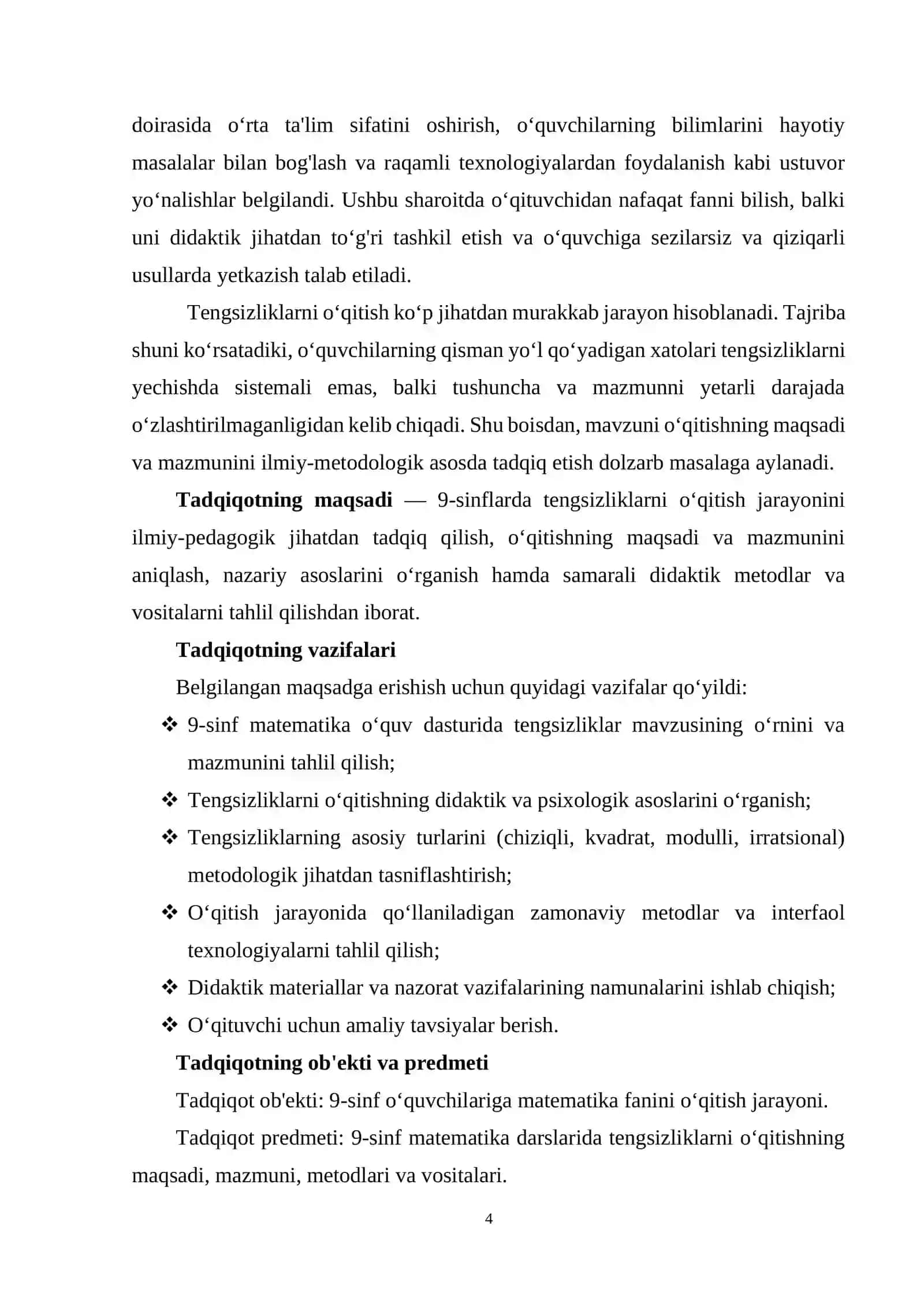 9 - sinflarda tengsizliklarni oʻqitishning maqsadi va mazmuni 4