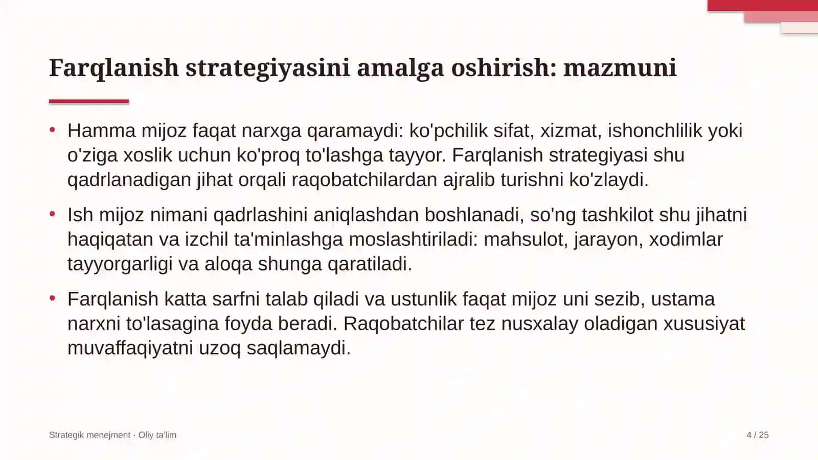 Maishiy texnika ishlab chiqarishda farqlanish strategiyasini amalga oshirish 4