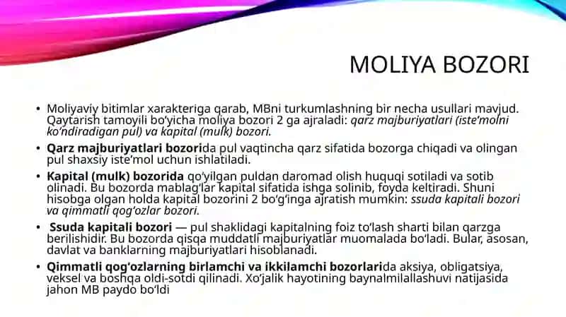 Moliyabozoridatexnik tahlil qo'llanishi 4