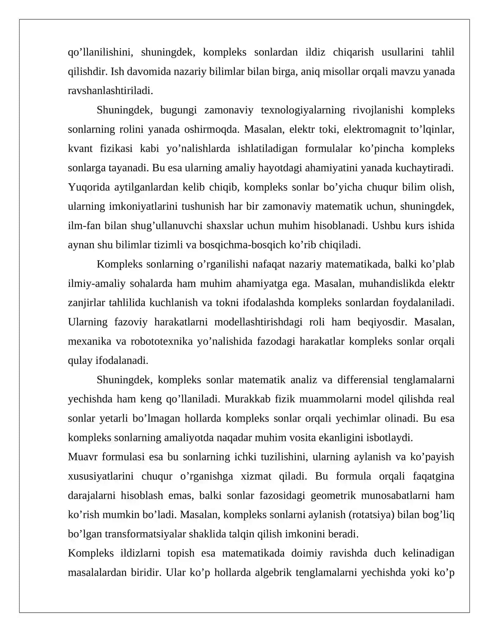 “MUAVR FORMULASI, KOMPLEKS SONDAN ILDIZ CHIQARISH” 4