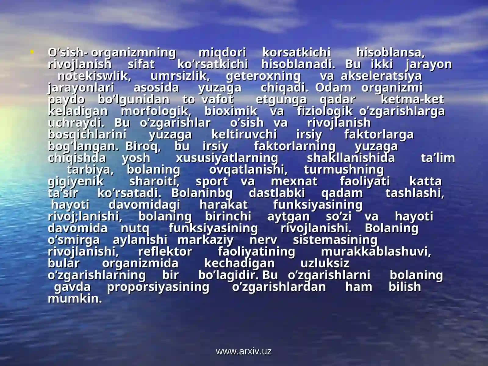 Bolalar o’sishi va rivojlanishining umumiy qonunlari 4