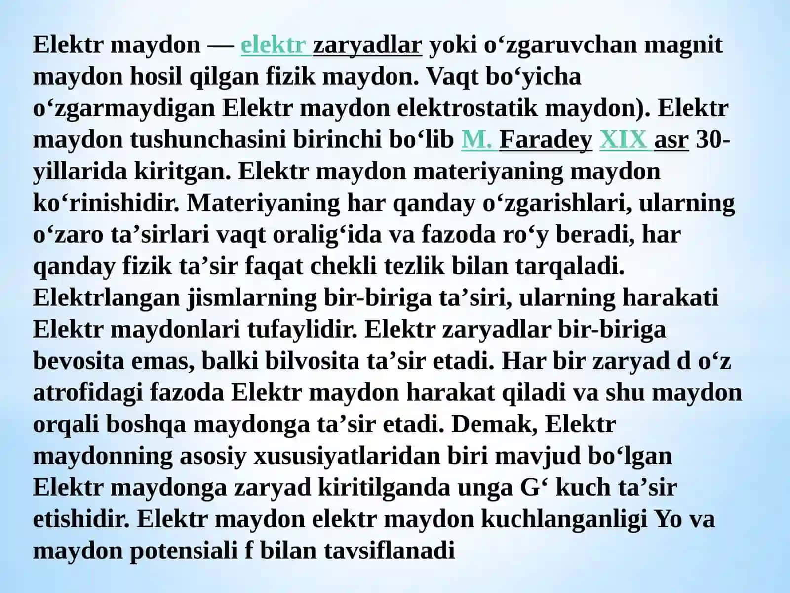 Elektrmaydongakiritilgano‘tkazgichdagizaryadlarningtaqsimlanishi 4