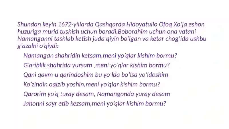 Mashrab g’azallari tahlili 4