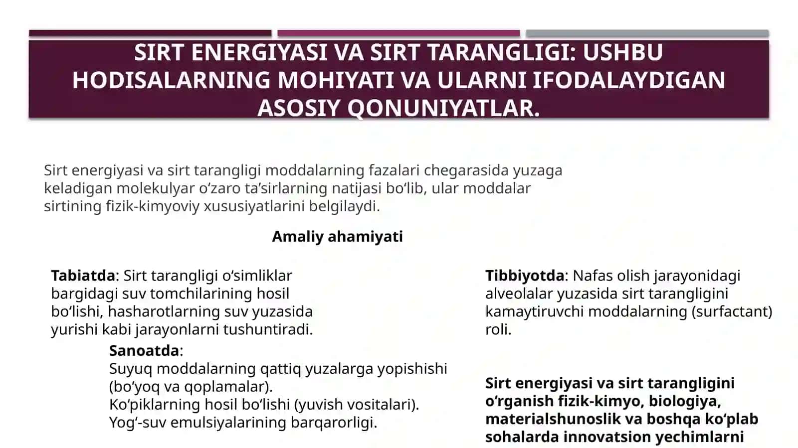 Sirt hodisasini fizik kimyosi haqida 4
