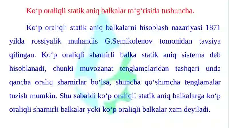Ko‘poraliqli Statika 4