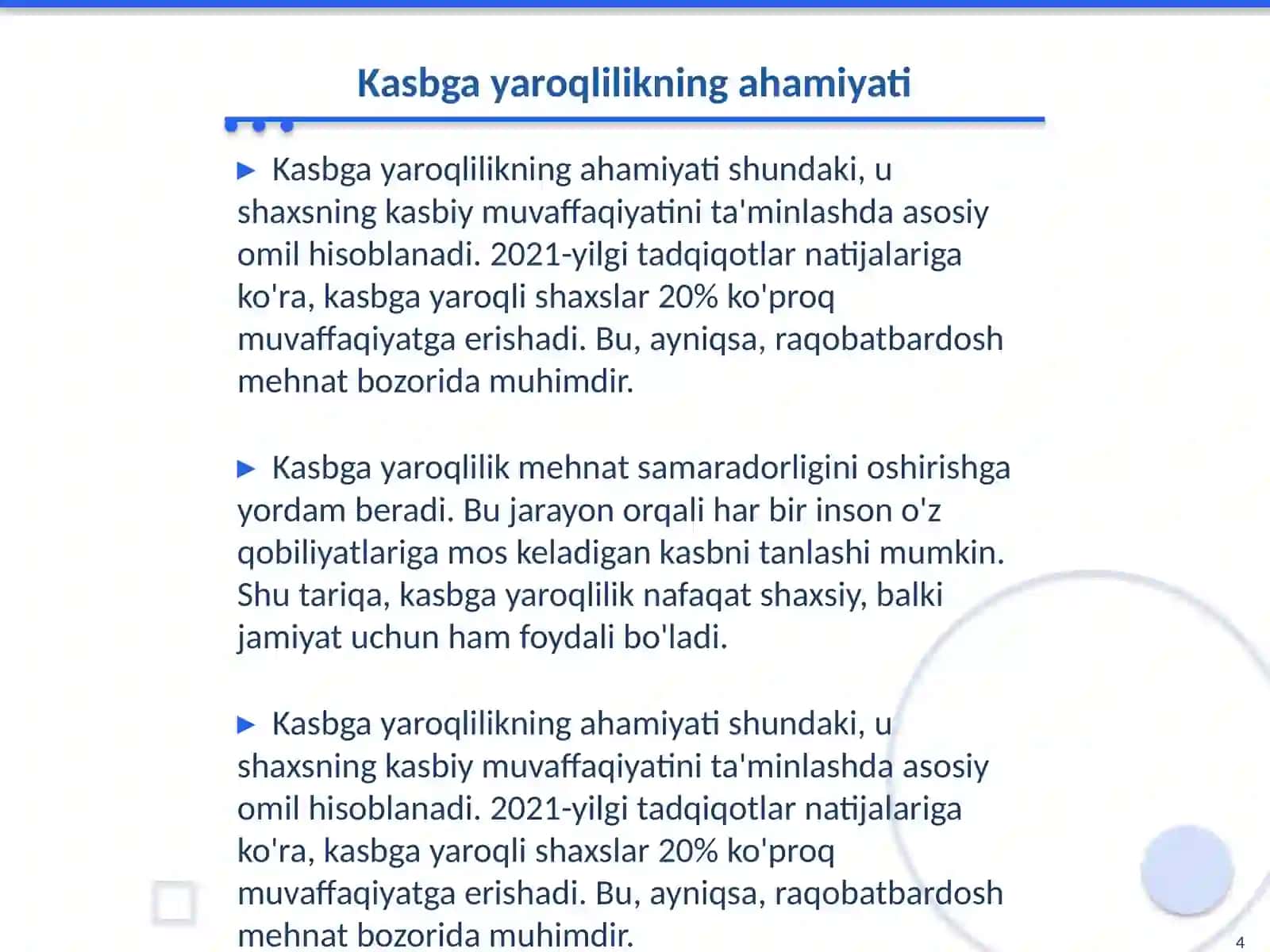 Kasbga yaroqlilik 4