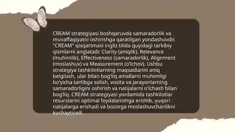 CREAM strategiyasi va undan samarali foydalanish 4