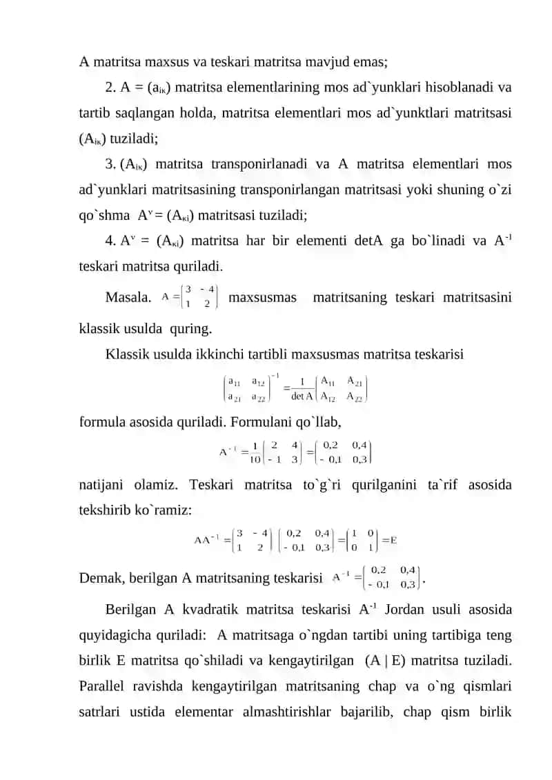 Teskari matritsa 4