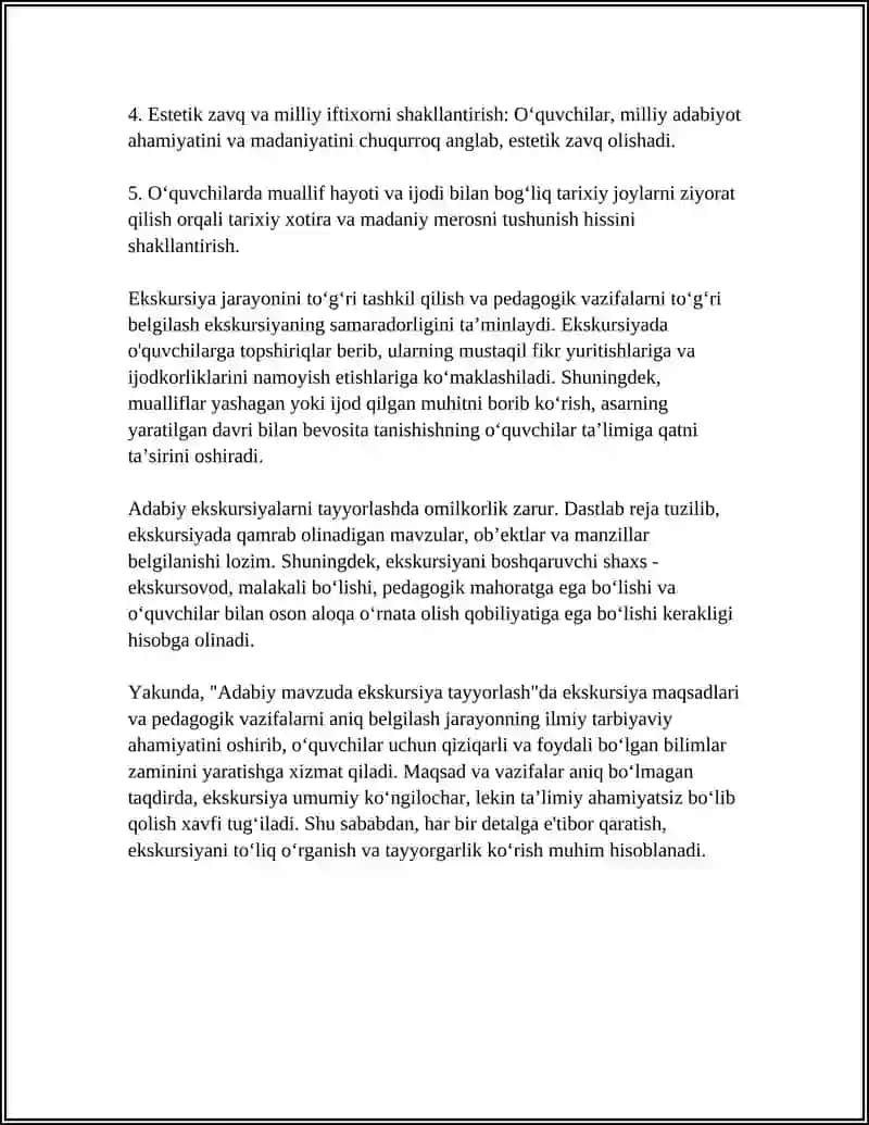ADABIY MAVZUDA EKSKURSIYA TAYYORLASH 4