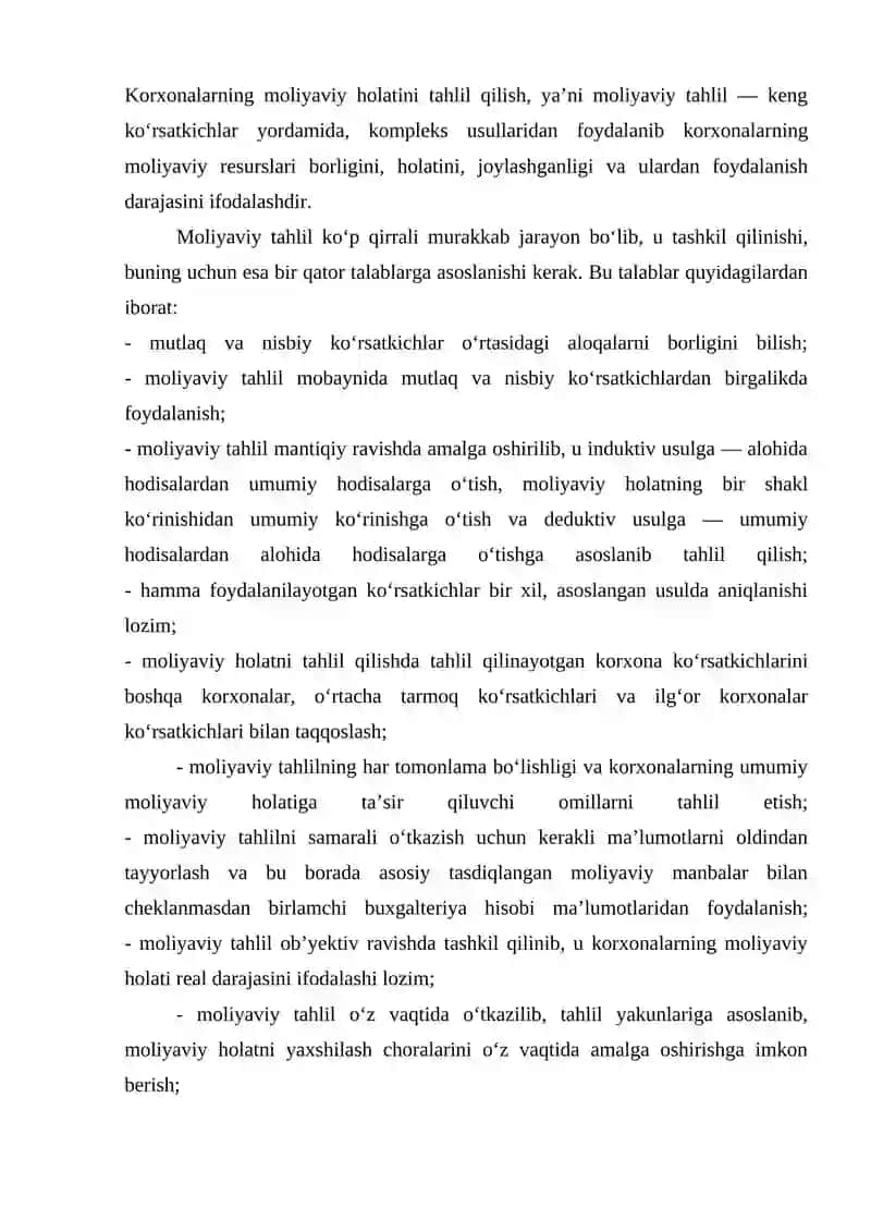 Korxona moliyaviy holatining tahlili 4