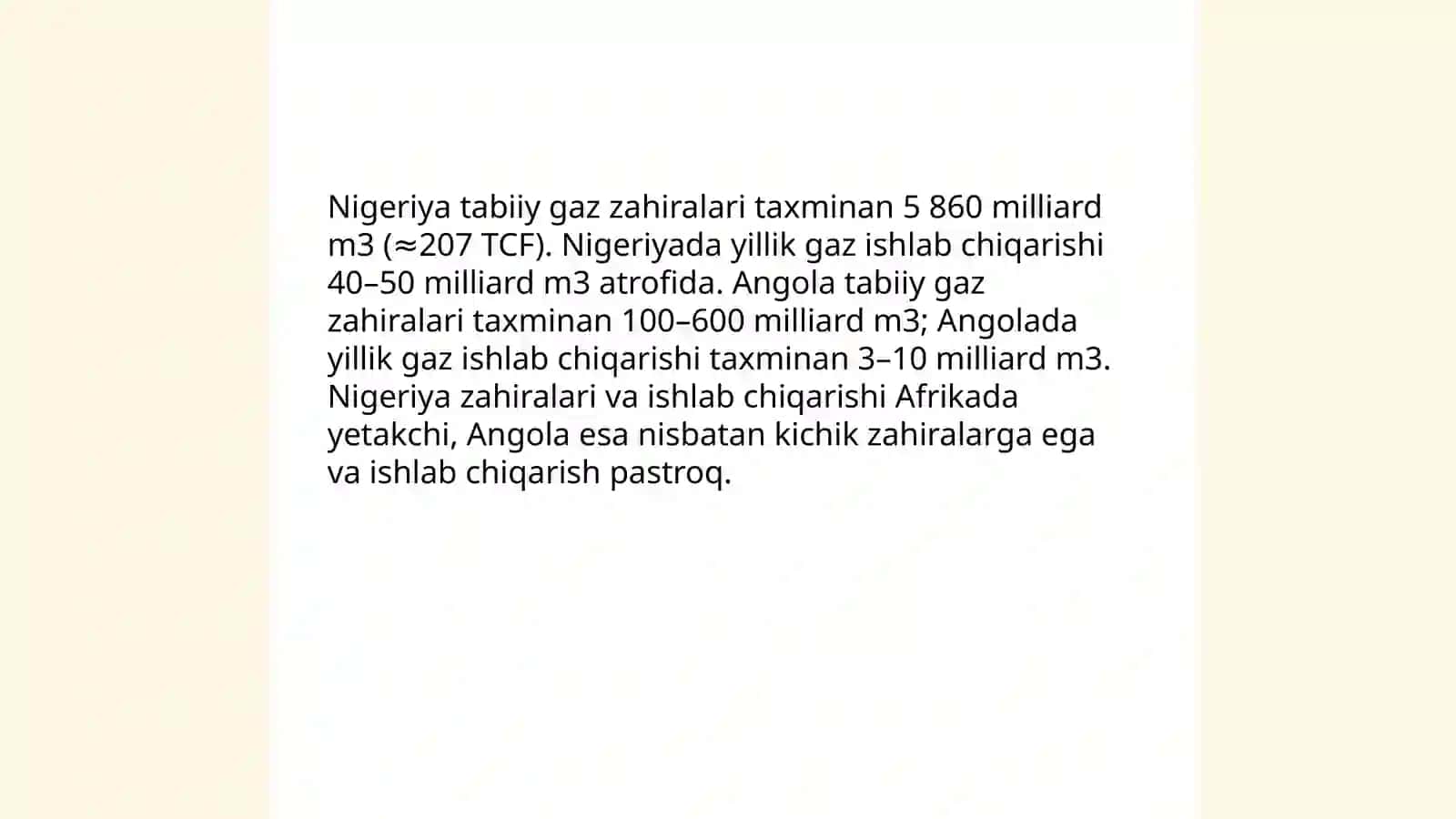 Angola va Negiryaning tabiiy boyliklar taqoslash 4