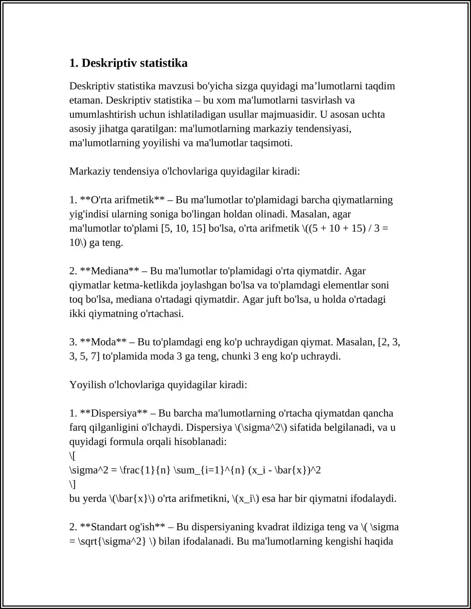 STATISTIK KO‘RSATKICHLAR 4