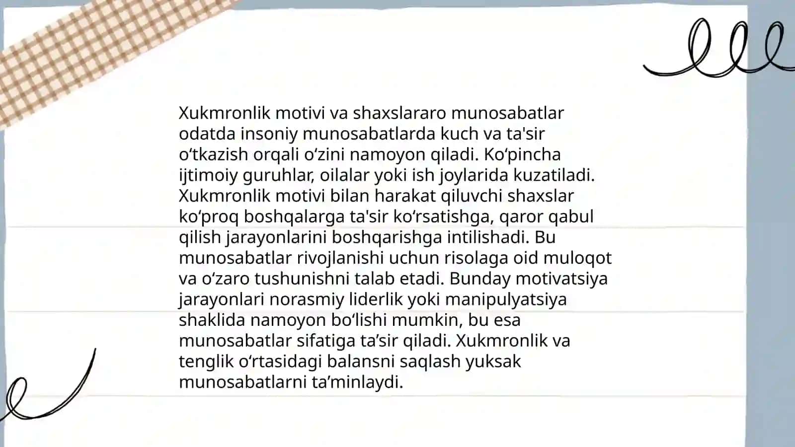 Xukmronlik va rahbarlik motivi 4