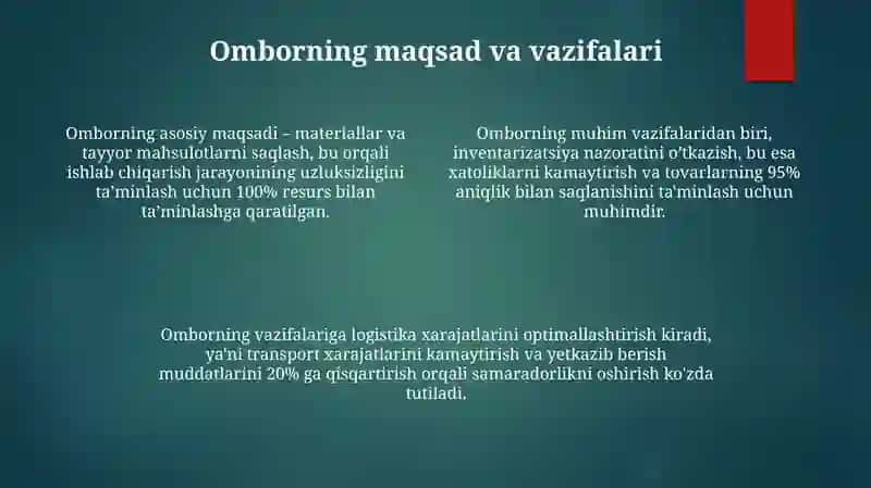 Ombor xoʻjaligini tashkil etish 4