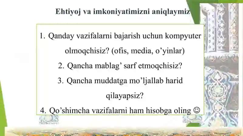 Kompyuter savodxonligi - Kompyuter xarid qilamiz! 4