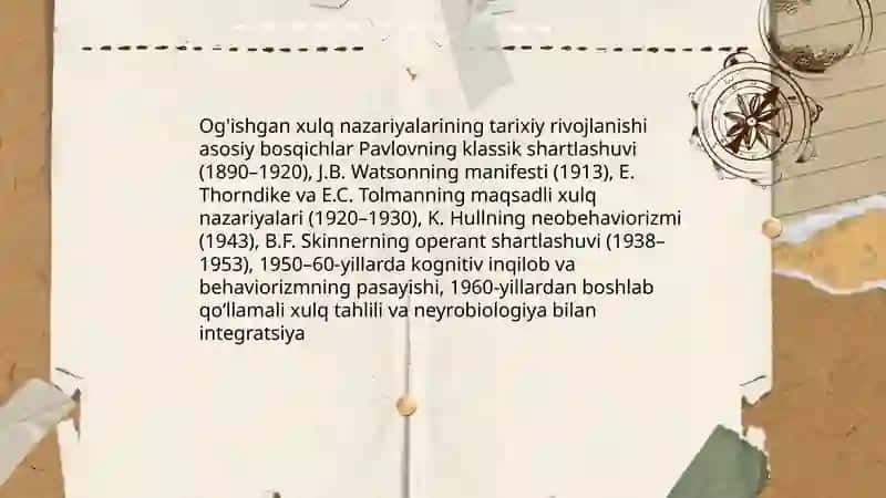 Og'ishgan xulq nazariyalari asosiy kontsepsiyalar mazmuni 4