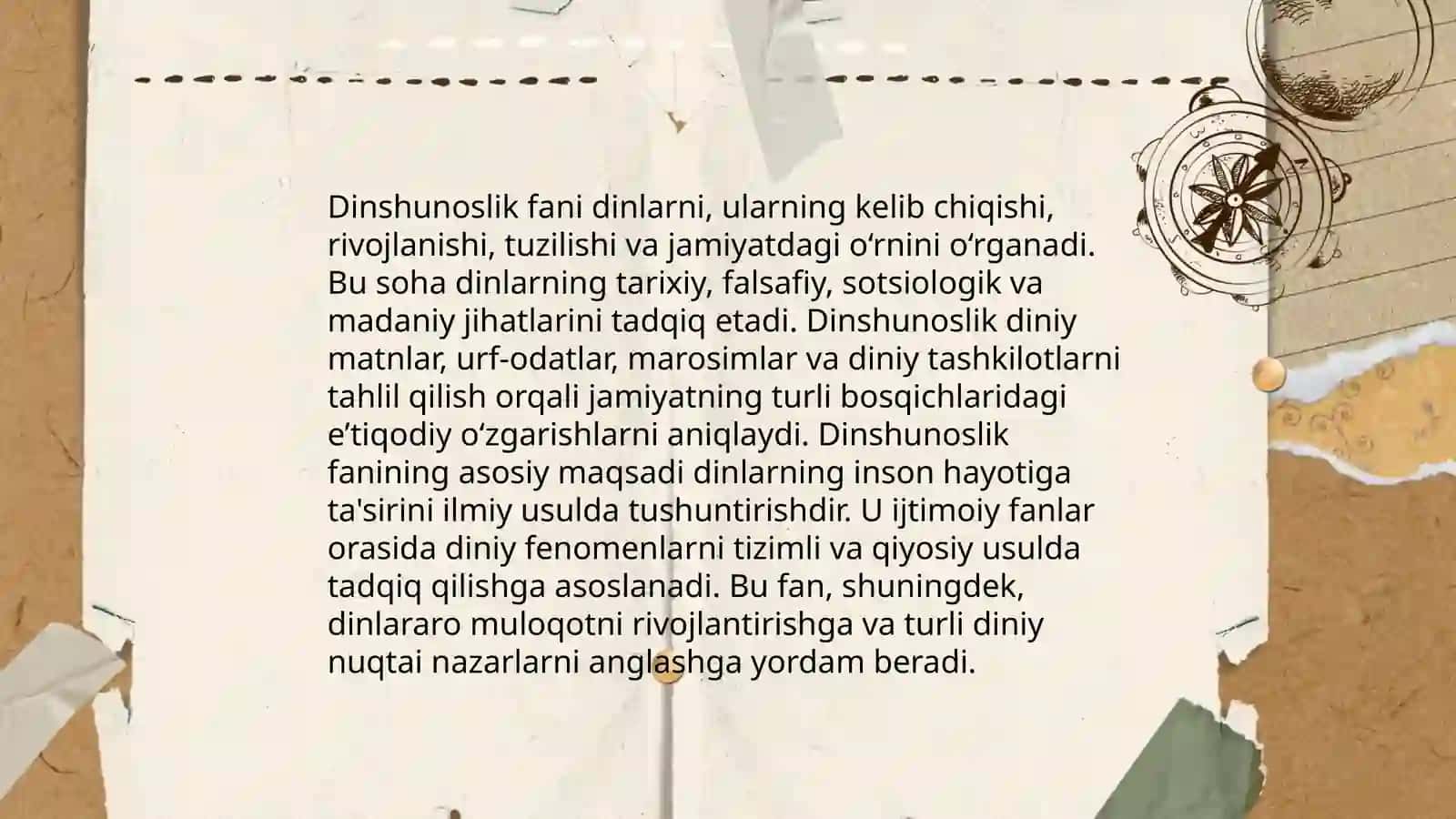 Dinshunoslik fanining predmeti, maqsadi va vazifalari 4