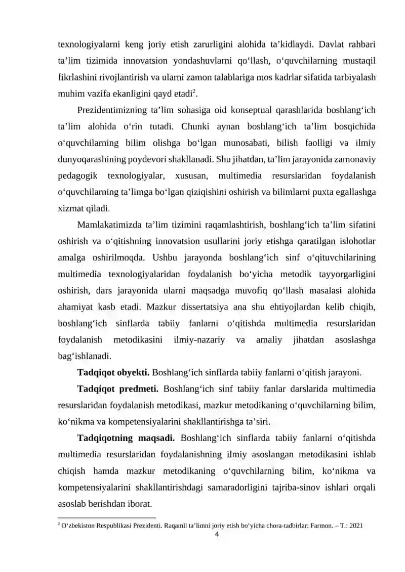 BOSHLANGICH SINFLARDA MULTIMEDIA RESURSLARIDAN FOYDALANISH METODiKASi 4