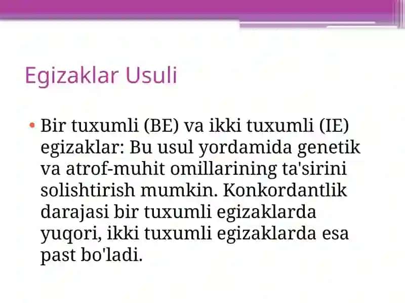 Odam genetikasi va Tibbiy genetika 4