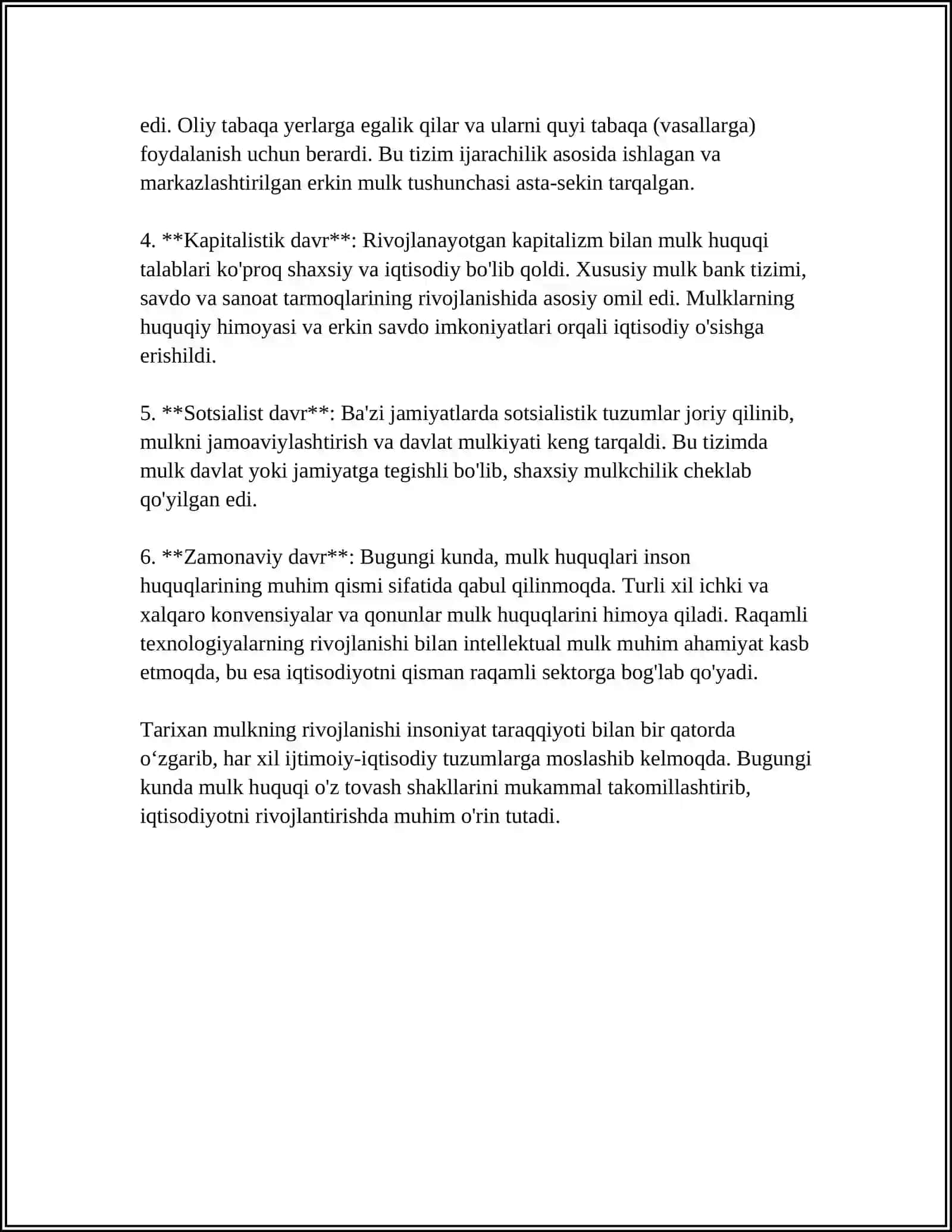 MULK TUSHUNCHASI TURLARI VA UNI HIMOYA QILISH USULLARI 4