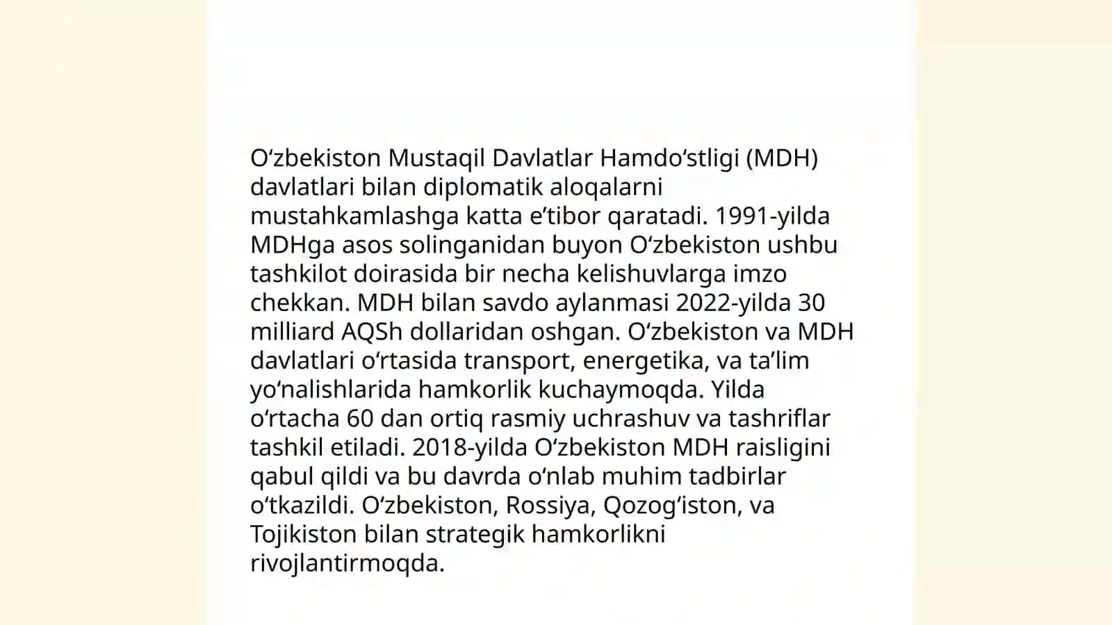 Oʻzbekiston va MDH hamkorligi 4