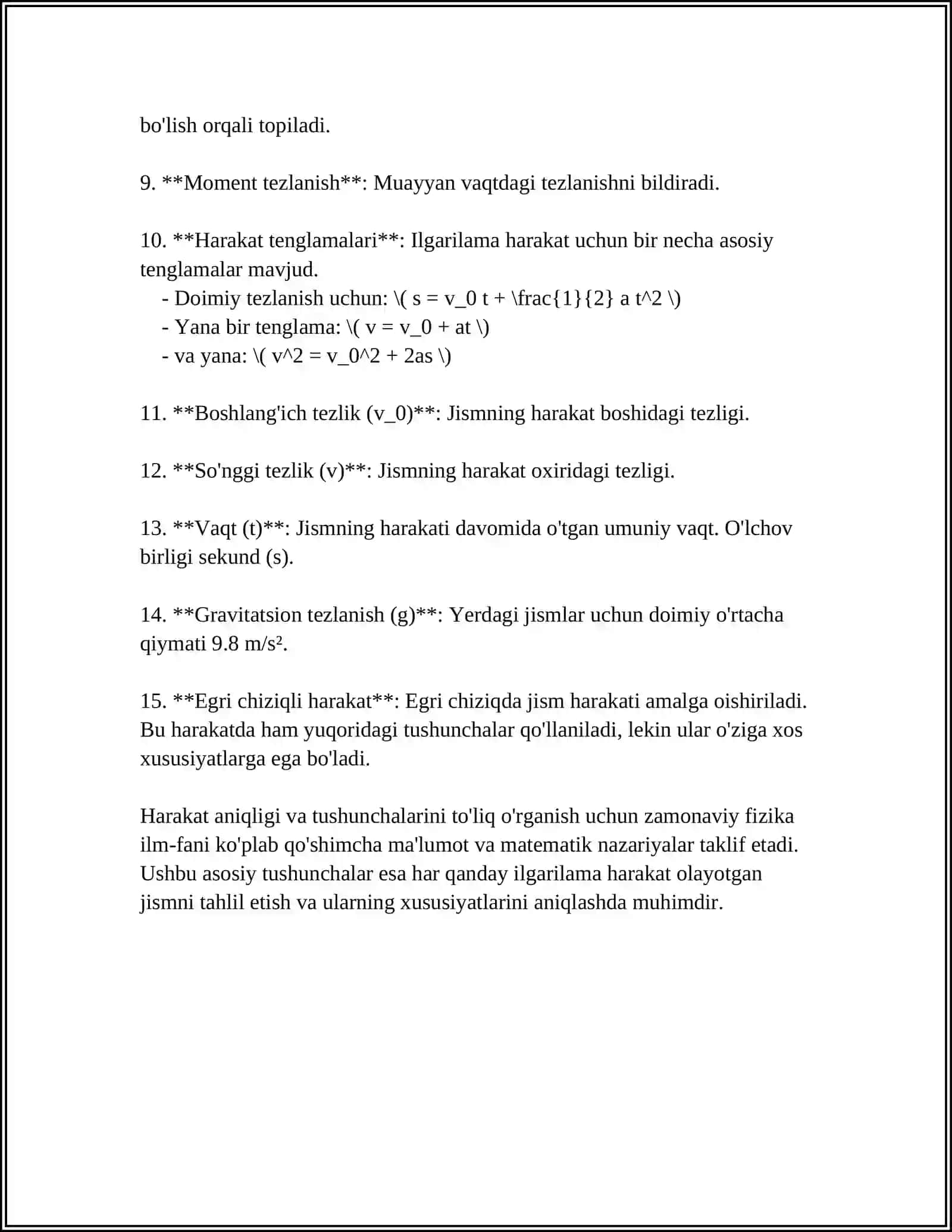 ILGARILANMA HARAKAT DINAMIKASI. NYUTON QONUNLARI 4
