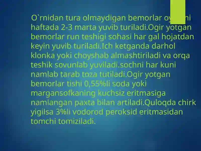 Yo'qotish, bemor holatini o’ziga xosligi 4