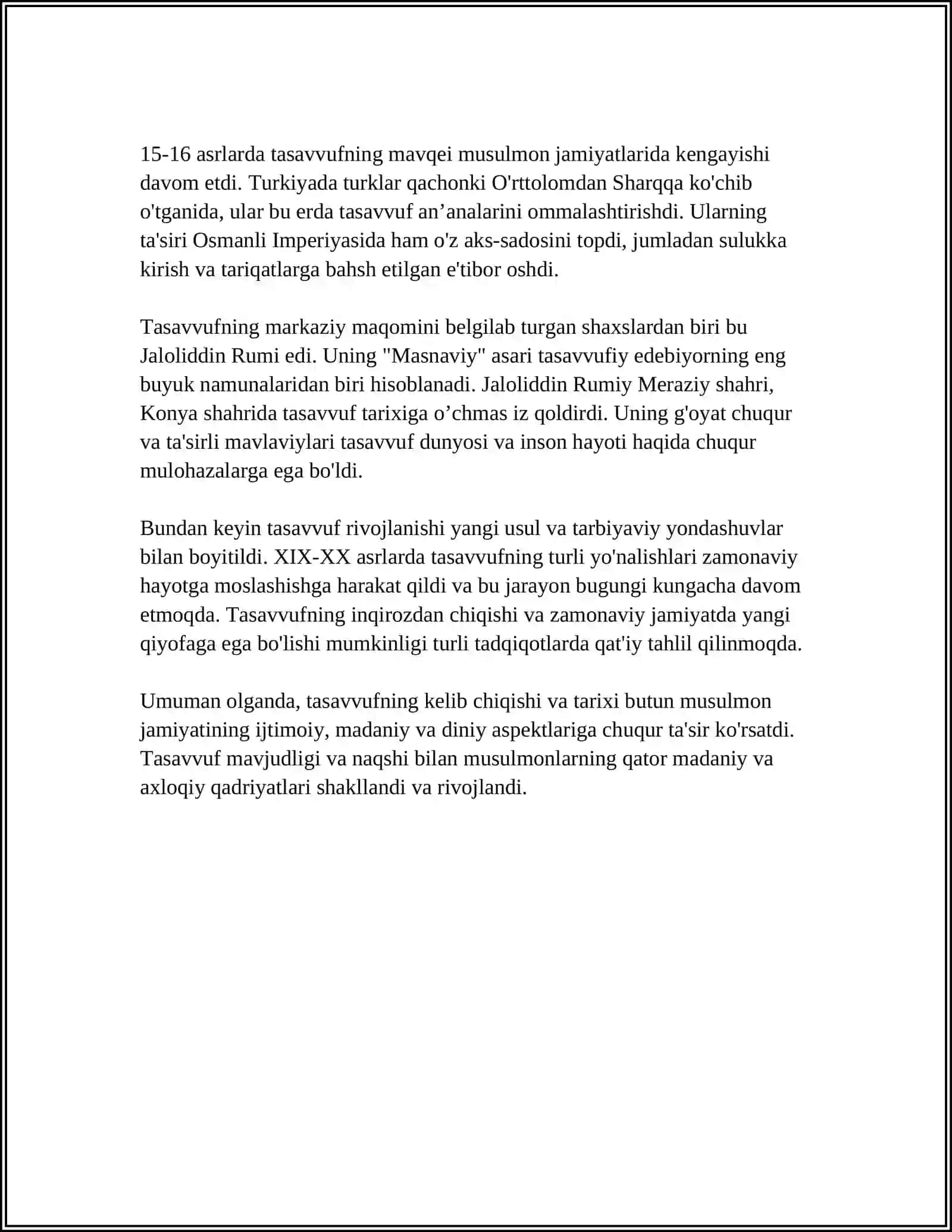 TASAVVUF:TARIX VA VOQELIK 4