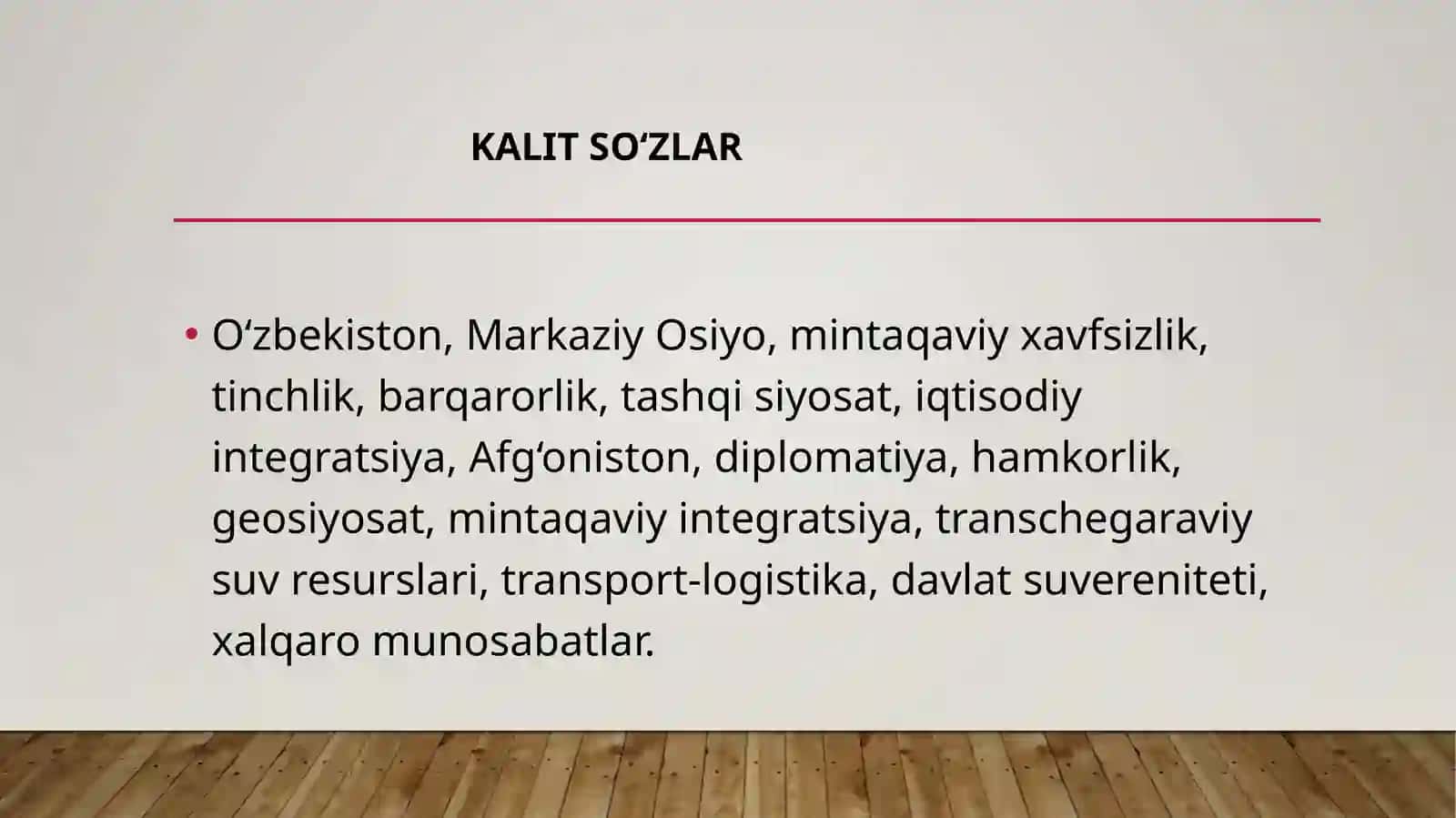 Oʻzbekistonning Markaziy Osiyo dasturining tuzilishi 4