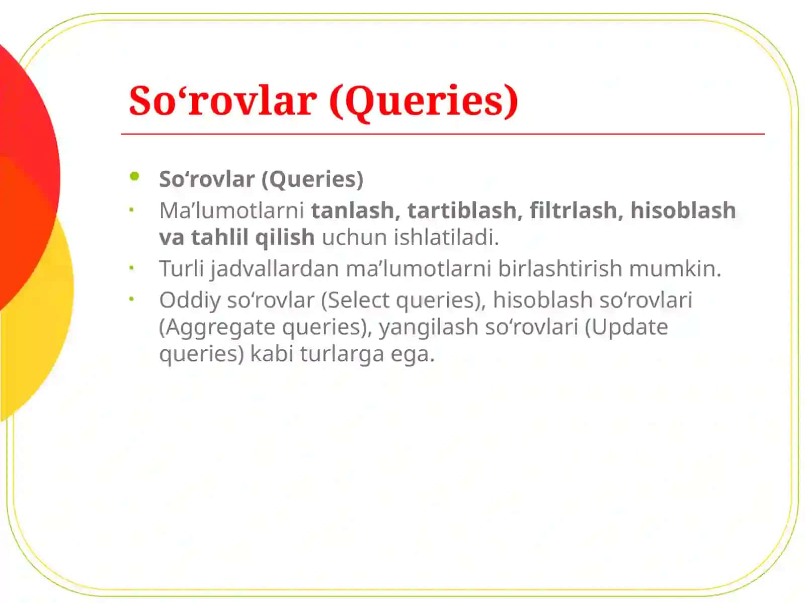 Microsoft Access dasturining asosiy ob’ektlari 4