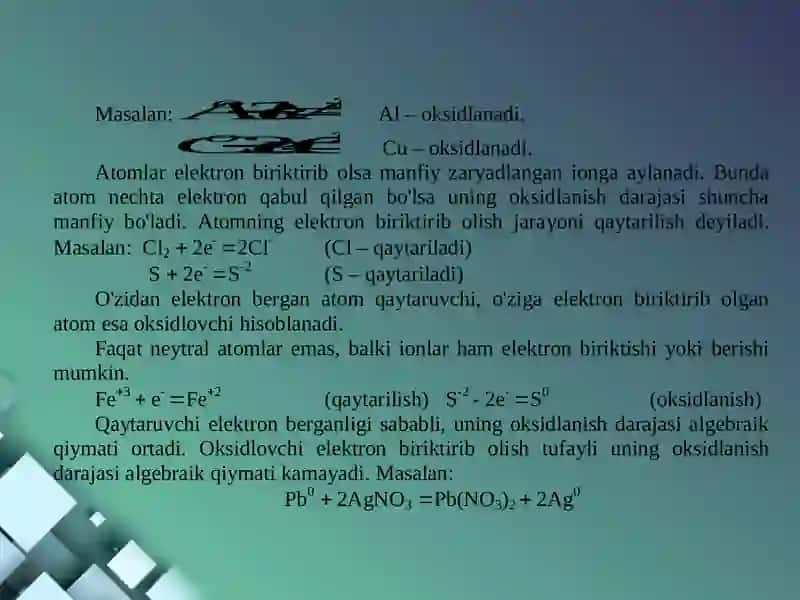 Oksidlanish-qaytarilish reaksiyalari 4