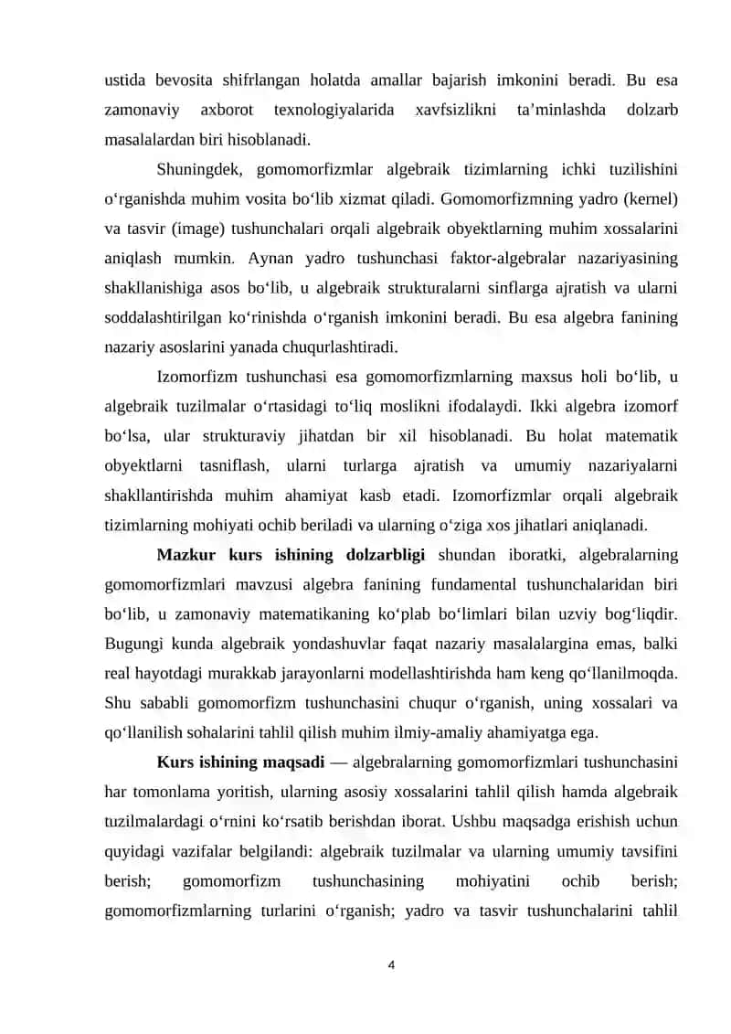 Algebralarning gomomorfizmlari 4