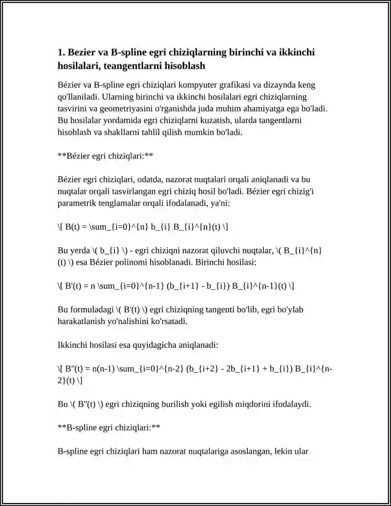 KOMPYUTER GRAFIKASIDA DIFFERENSIAL HISOB TATBIQLARI 4