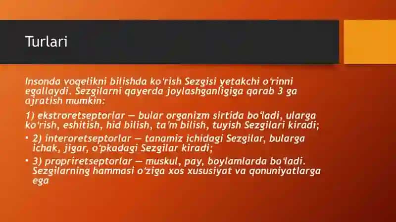 Sezgilar va uning nerv-fiziologik asoslari 4