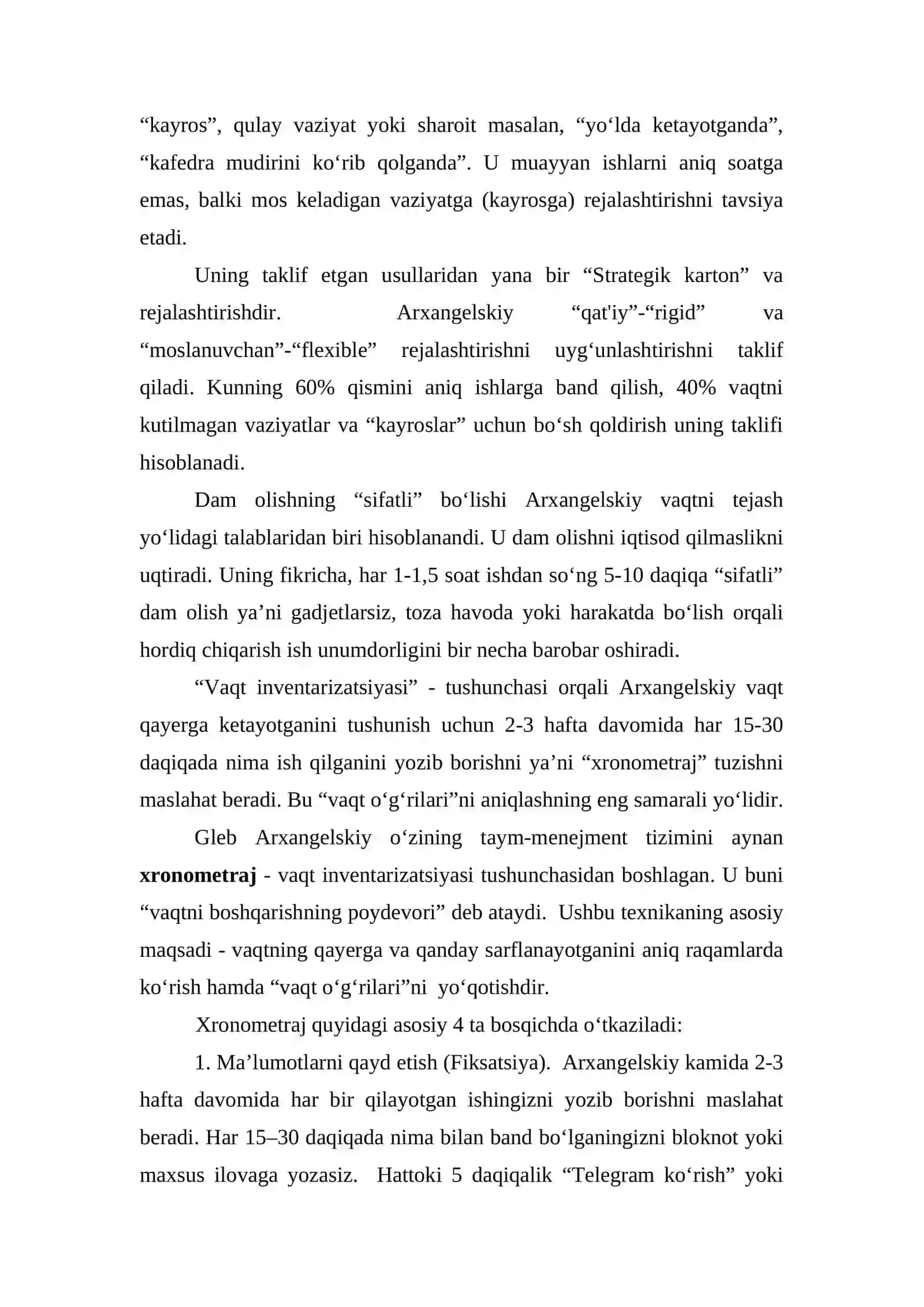 Vaqt Resurslari Mustaqil ish 4