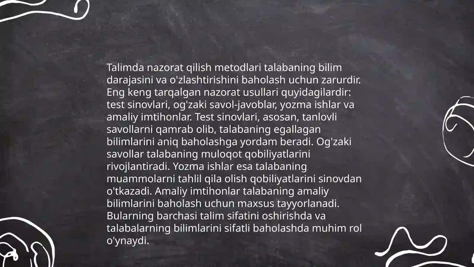 Talimni nazorat qilish va uning turlari 4