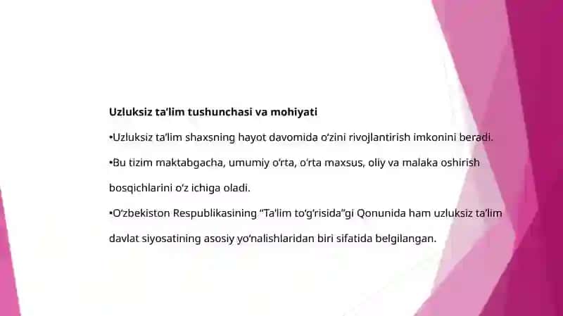 Uzluksiz ta'lim tashkil etishning muhim yo'nalishlari 4