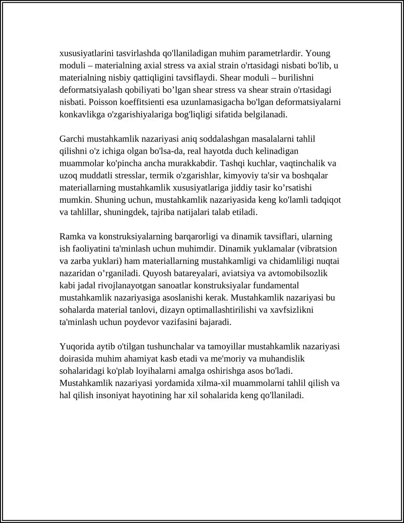 MUSTАHKАMLIK NАZАRIYASI HAQIDA UMUMIY TUSHUNCHALAR 4